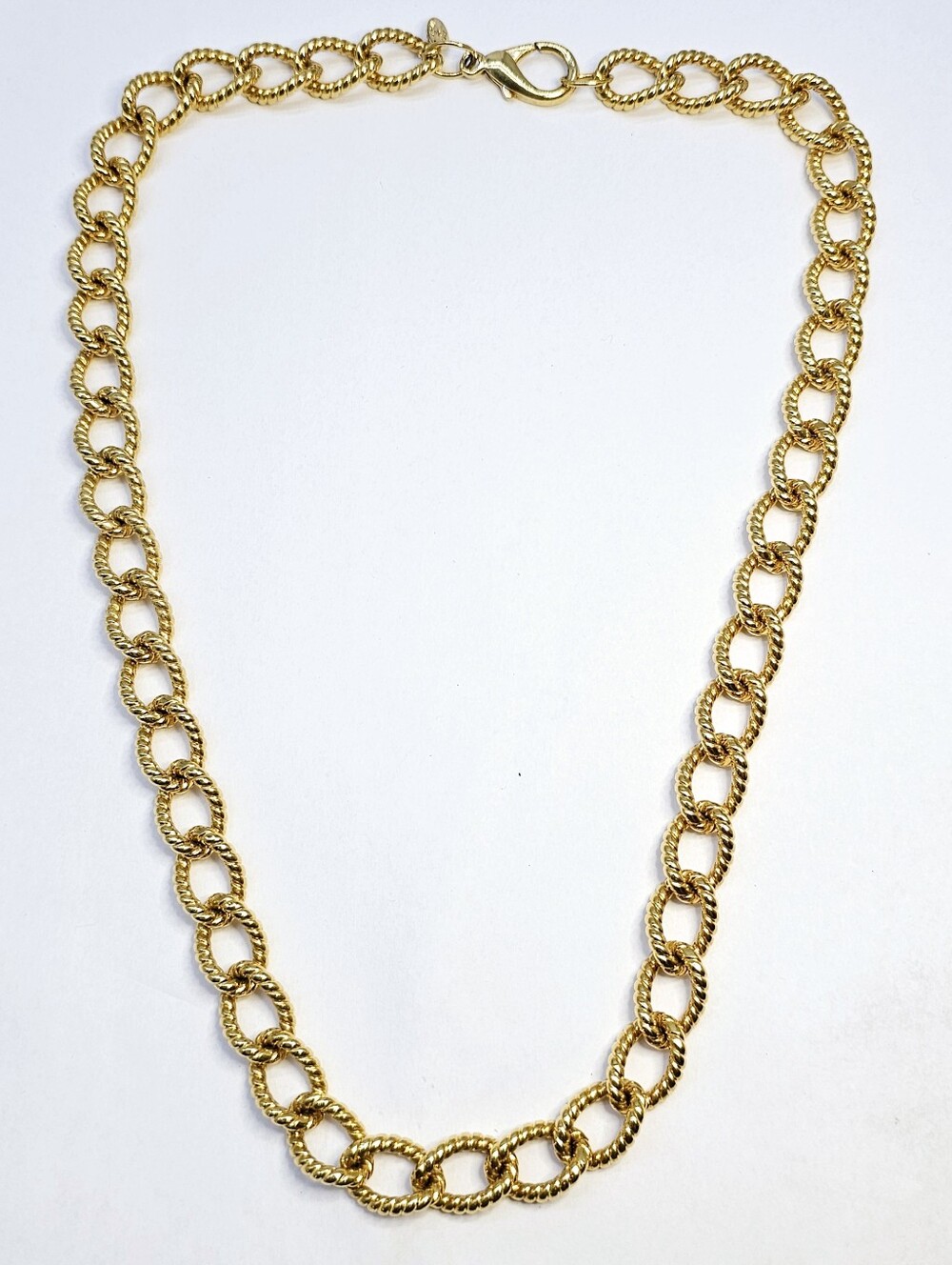 Big Gold Twist Rope Link Chain Necklace Women Jewelry Vintage Signed Edwin Pearl